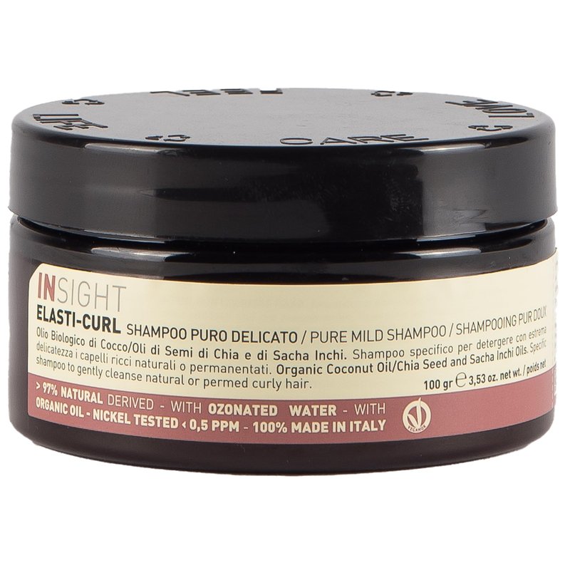 Insight Elasti‑Curl Pure Mild Conditioning Shampoo with Ozonated Water & Organic Oils for Gentle, Hydrating Care, 3.5 Oz. / 100 gr