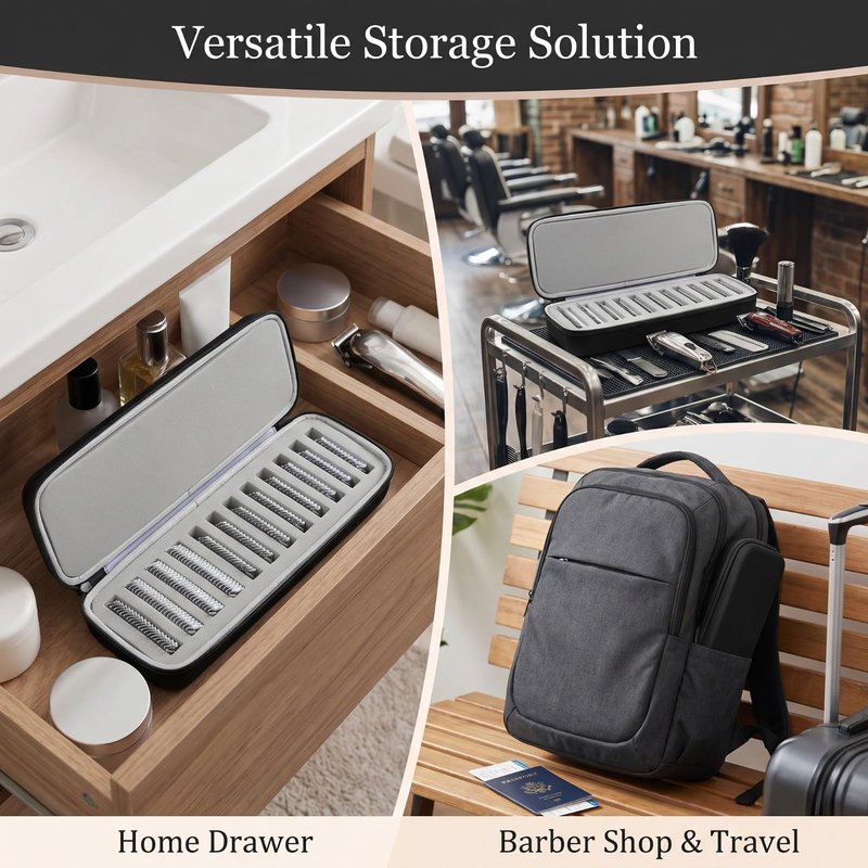 Comecase Clipper Blade Case Holder Organizer, Hard EVA Travel Carrying Storage for Wahl/for Andis/for Oster A5 Detachable Blades, Holds 12 Blades for Barbers and Pet Groomers (Box Only)