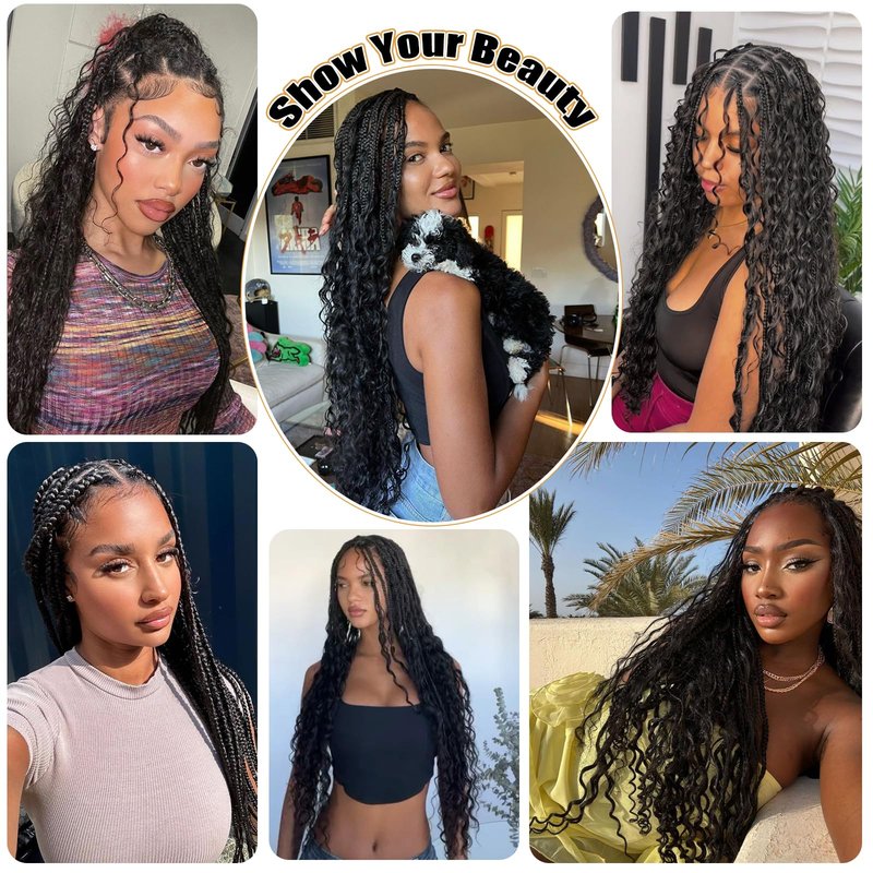 Human Braiding Hair for Boho Braids Deep Water Wave Hair Extensions Boho Hair for Braiding 12A 110g 2 Bundles/Pack Natural Color Pre-Stretched 16 Inch