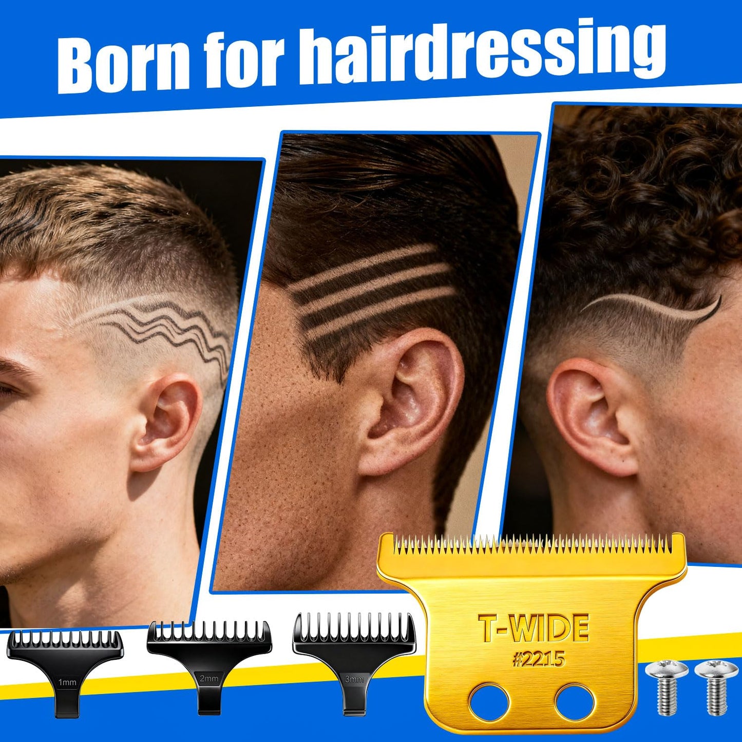 Replacement T Wide Blades for Wahl 5 Star Detailer Li Trimmer | Adjustable Stainless Steel Zero-Gap (2PCS)