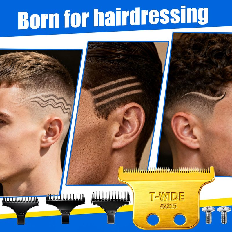 Replacement T Wide Blades for Wahl 5 Star Detailer Li Trimmer | Adjustable Stainless Steel Zero-Gap (2PCS)