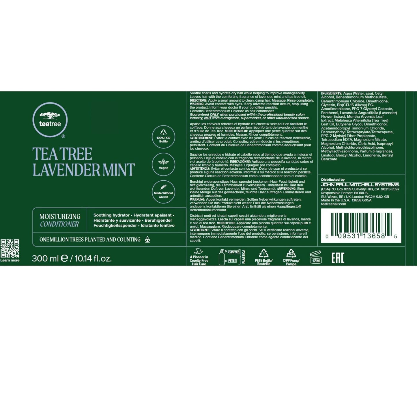 Tea Tree Special Shampoo,Deep Cleans, Refreshes Scalp,For All Hair Types, Especially Oily Hair & Tea Tree Lavender Mint Moisturizing Conditioner,Hydrates + Soothes,For Coarse Dry Hair,10.14 fl oz, Set