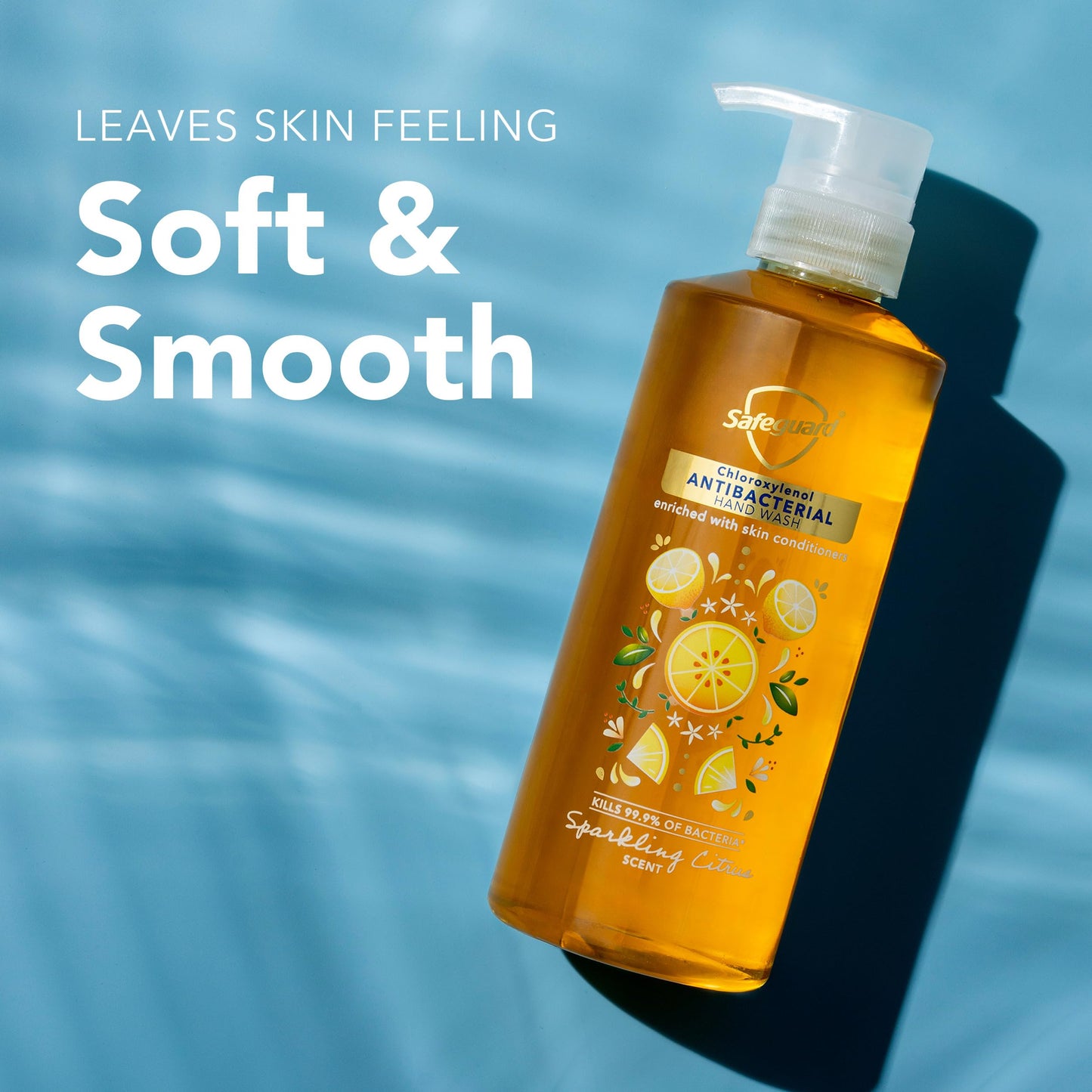 Safeguard Antibacterial Liquid Hand Soap, Micellar Deep Cleansing, Washes Away 99% Bacteria, Made with Natural Moisturizers & Skin Conditioners, PH Balanced, Sparkling Citrus Scent 15.5 oz (Pack of 4)