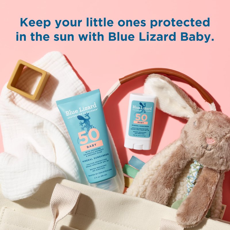 BLUE LIZARD Baby Mineral Sunscreen with Zinc Oxide, SPF 50+, Water Resistant, UVA/UVB Protection with Smart Cap Technology - Fragrance Free, 3 Ounce Tube