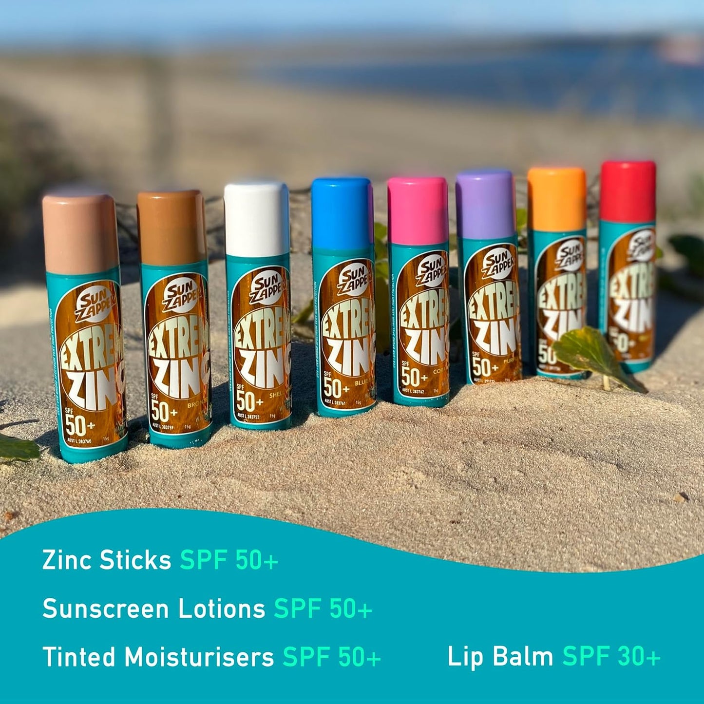 Zinc Sunscreen Stick SPF 50+ | Tinted Mineral Makeup for Face - 3-Pack Tan Bronze Coral Pink, Water-Resistant, 15g Each