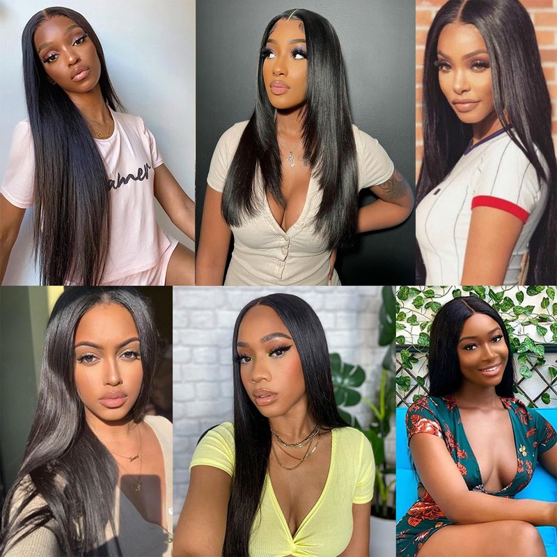 Straight Bundles Human Hair 12 14 16 Inch Human Hair Bundles 100% Unprocessed Brazilian Virgin Hair Extensions Straight Human Hair Weave 3 Bundles Deals Natural Color