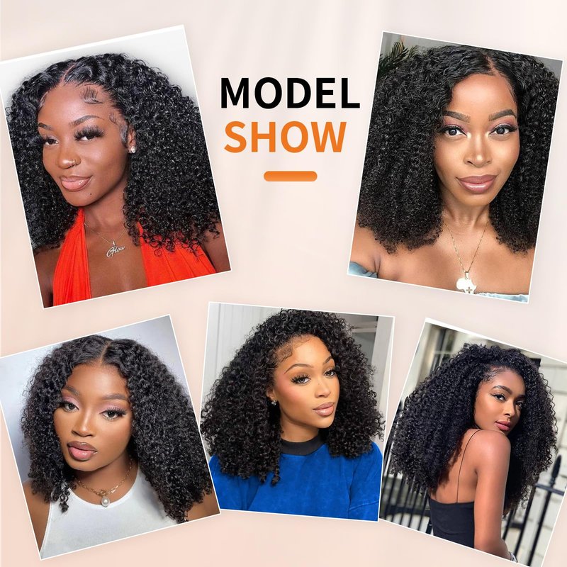 Kinky Curly Clip ins Human Hair 3C 4A Curly Clip in Hair Extensions for Black Women 8Pcs with 20Clips 120g/set 10A Brazilian Human Hair Natural Black 16 Inch