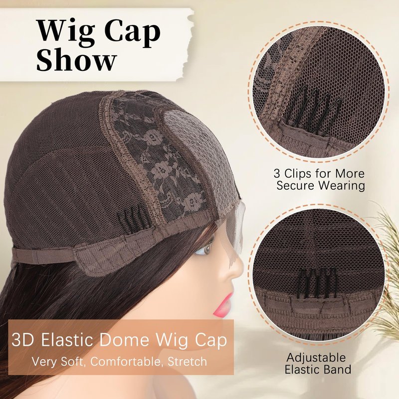 XIXIBI Long Brown Wigs for Women Ombre Brown with Blonde Highlights Wavy Wig Synthetic Middle Part Natural Looking Heat Resistant Wigs for Daily Party Use