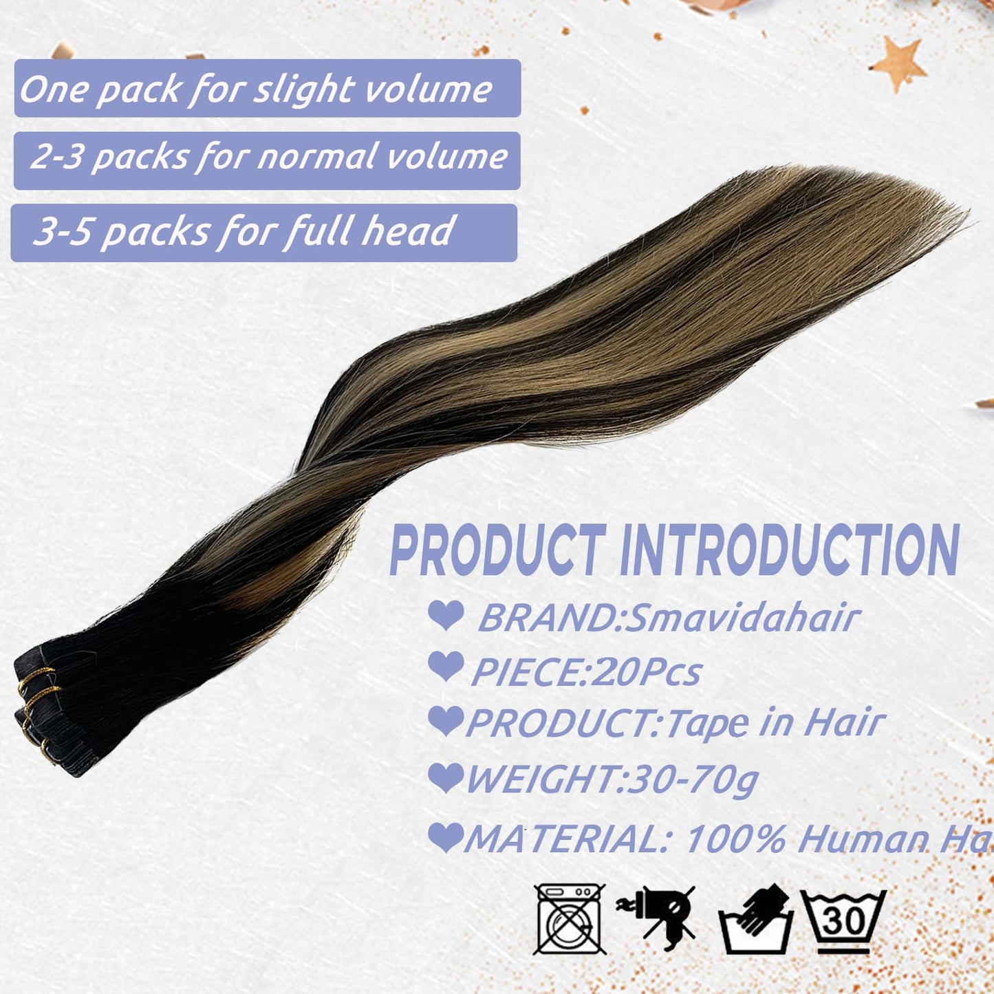 Balayage Blonde Highlights Tape in Human Hair Extensions 18Inch Ombre Natural Black with Strawberry Brown 100% Remy Tape in Hair Extensions Seamless Soft Straight 40g/20pcs