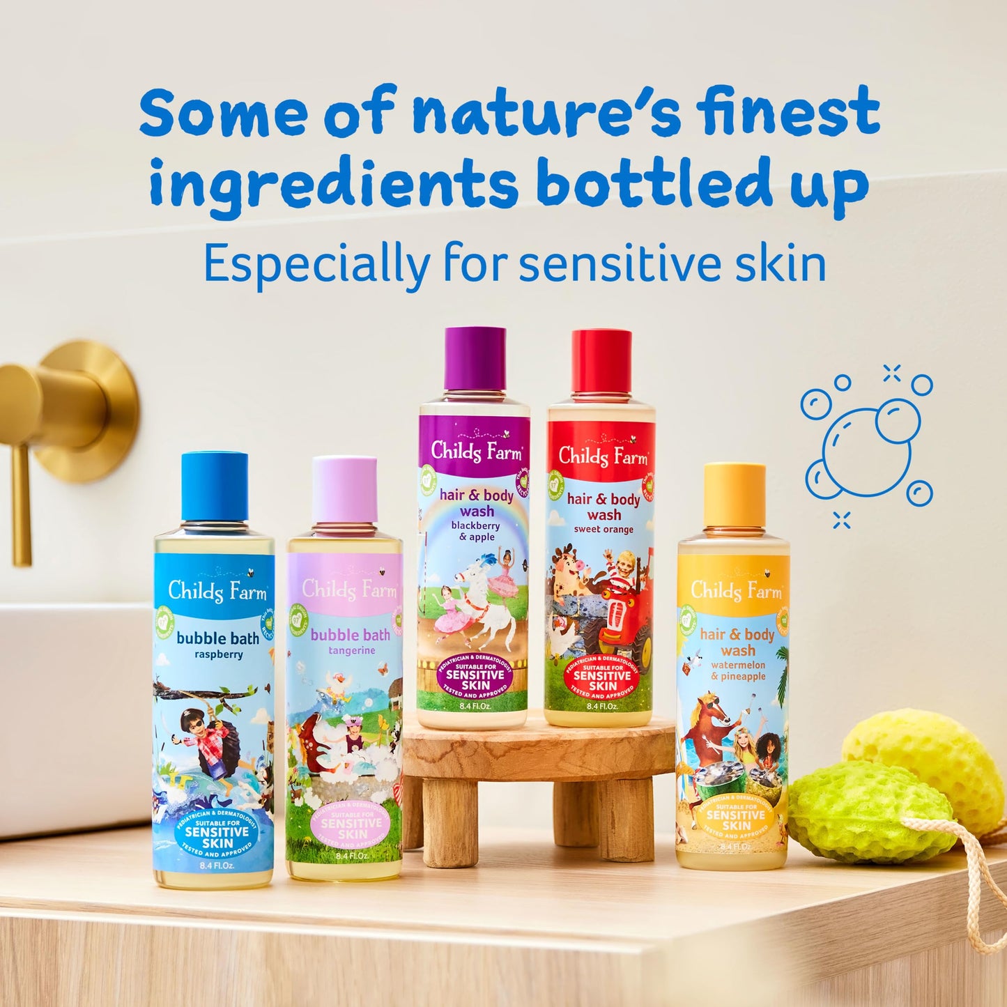 Childs Farm, Kids Bubble Bath for Dry, Sensitive Skin, Organic Raspberry, Gently Cleanses & Soothes, Vegan, Cruelty-Free, 8.4 fl oz