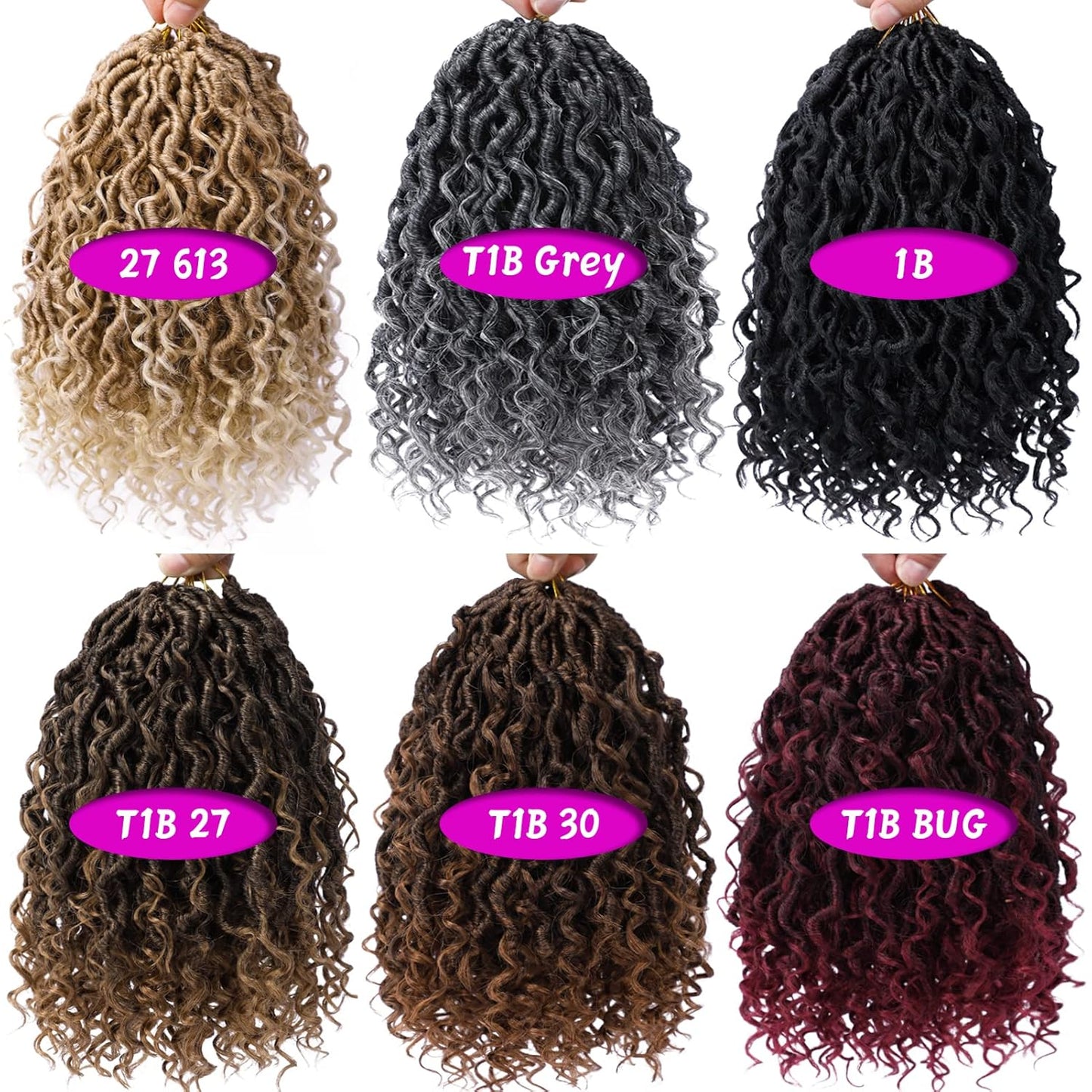 Goddess Locs Crochet Hair - 18 Inch Boho Faux Locs for Black Women | Pre-Looped with Curly Ends (#1B)