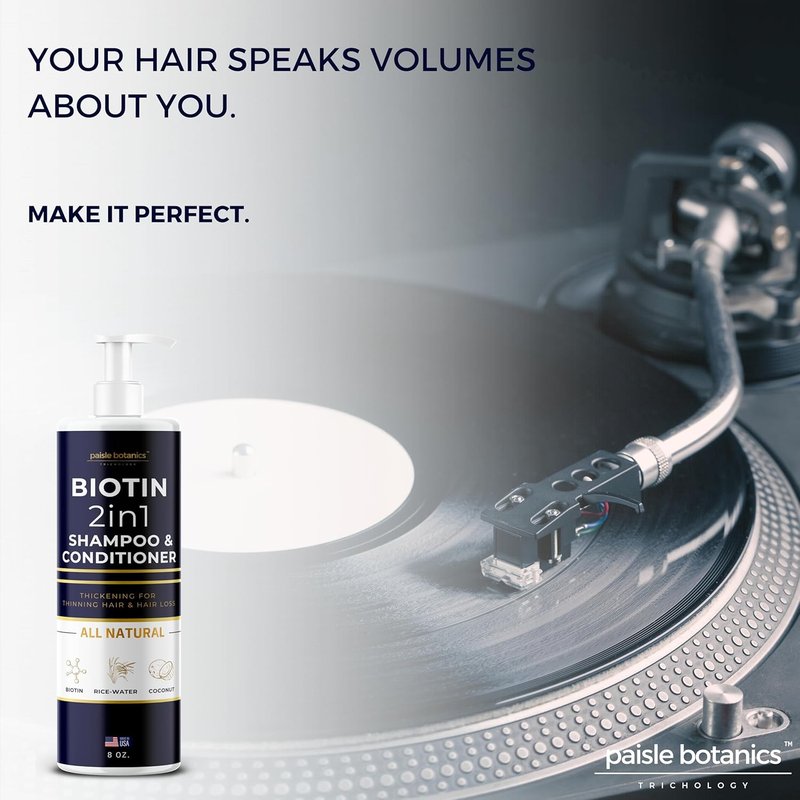 Biotin 2-in-1 Shampoo & Conditioner for Thinning Hair - Natural Hair Growth Treatment for Men & Women | Thickening Formula