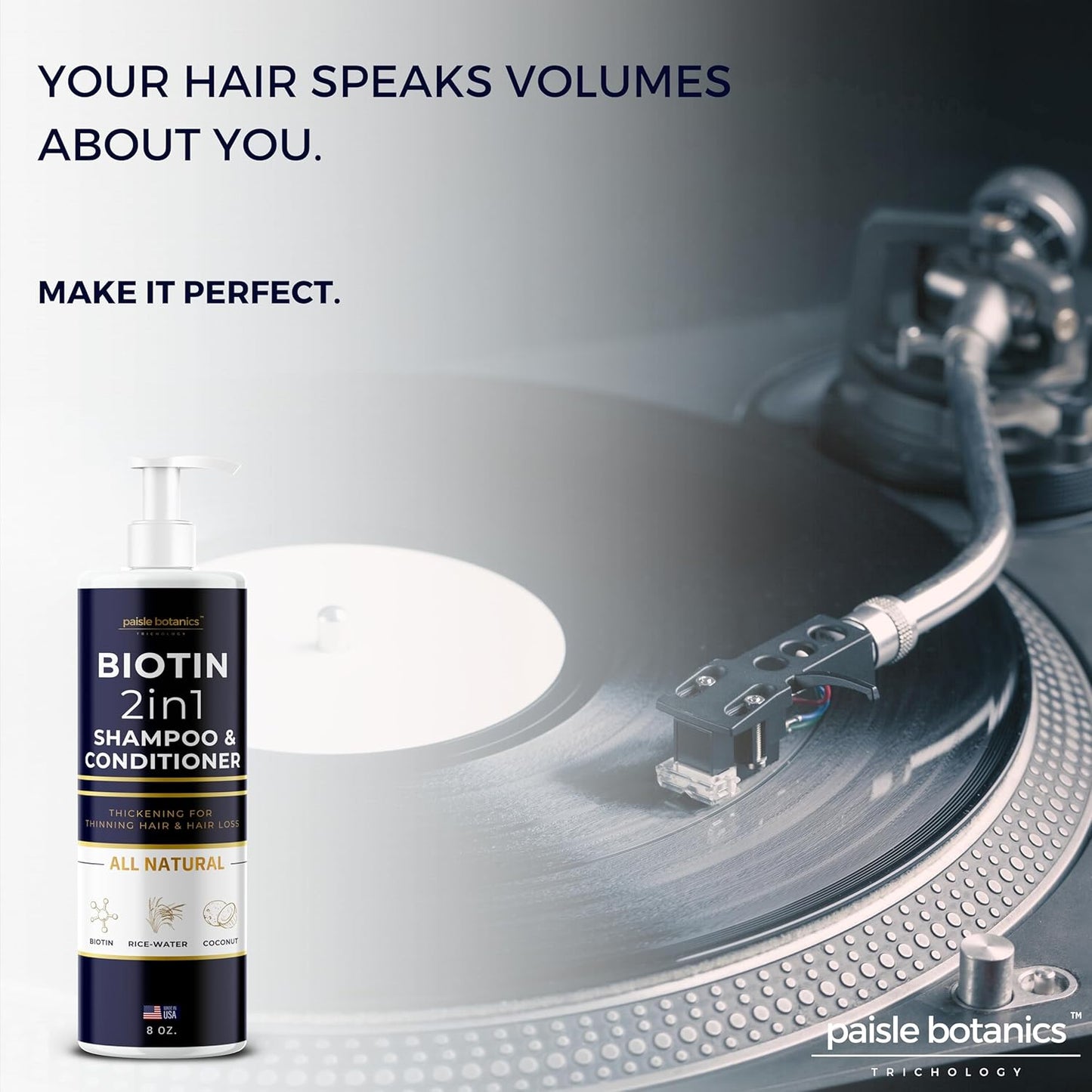 Biotin 2-in-1 Shampoo & Conditioner for Thinning Hair - Natural Hair Growth Treatment for Men & Women | Thickening Formula