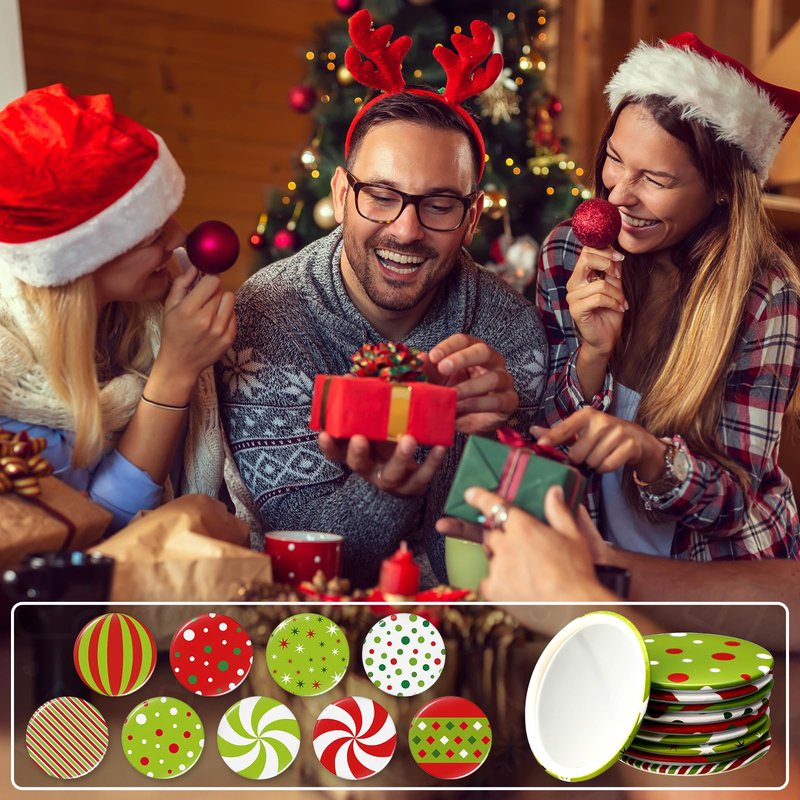 Geetery 36 Pcs 9 Styles Christmas Compact Mirror Bulk Portable Mini Mirror Christmas Makeup Glass Mirror Stocking Stuffers Holiday Decoration for Women Supplies