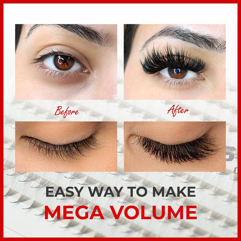 THE LASH SUPPLY 600 Fans, 5D Volume Promade Fan Mega Box, C/D Curl, Length 9-20mm, 0.07 Thickness, Natural and Long-lasting Curl, Promade Eyelash Extension Fans