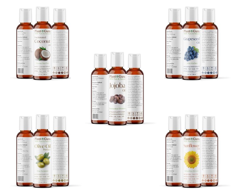 Top 10 Carrier Oil Variety Set 2 oz - Cold Pressed 100% Pure Natural, Sweet Almond, Apricot Kernel, Argan, Avocado, Castor, Fractionated Coconut, Grapeseed, Jojoba, Olive and Sunflower.