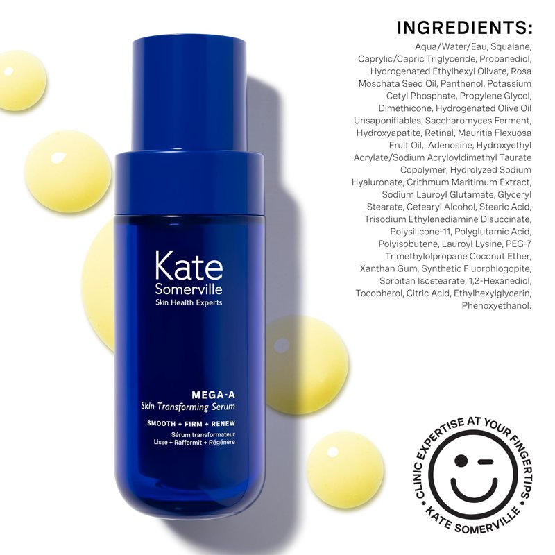 Kate Somerville Mega-A Skin Transforming Serum – Anti-Aging Serum with Hyaluronic Acid For Uneven Texture and Wrinkles, 1 Fl. Oz