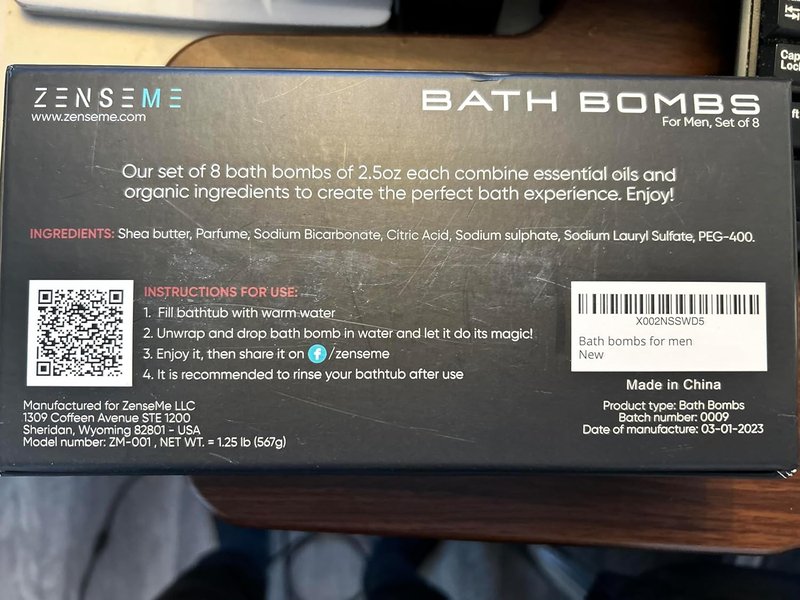 Bath Bombs for Men - Gift Set of 8 Scented Organic Handmade Bath Bombs with Essential Oils | 2.5 oz Each