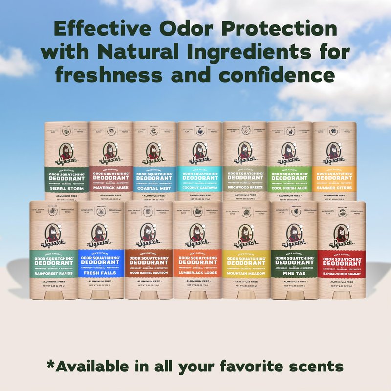 Dr. Squatch Natural Men’s Deodorant – Aluminum Free Natural Deodorant Men with Charcoal & Postbiotics for 72-Hour Odor Protection – Coconut Castaway, 2.65oz Stick (3-Pack)