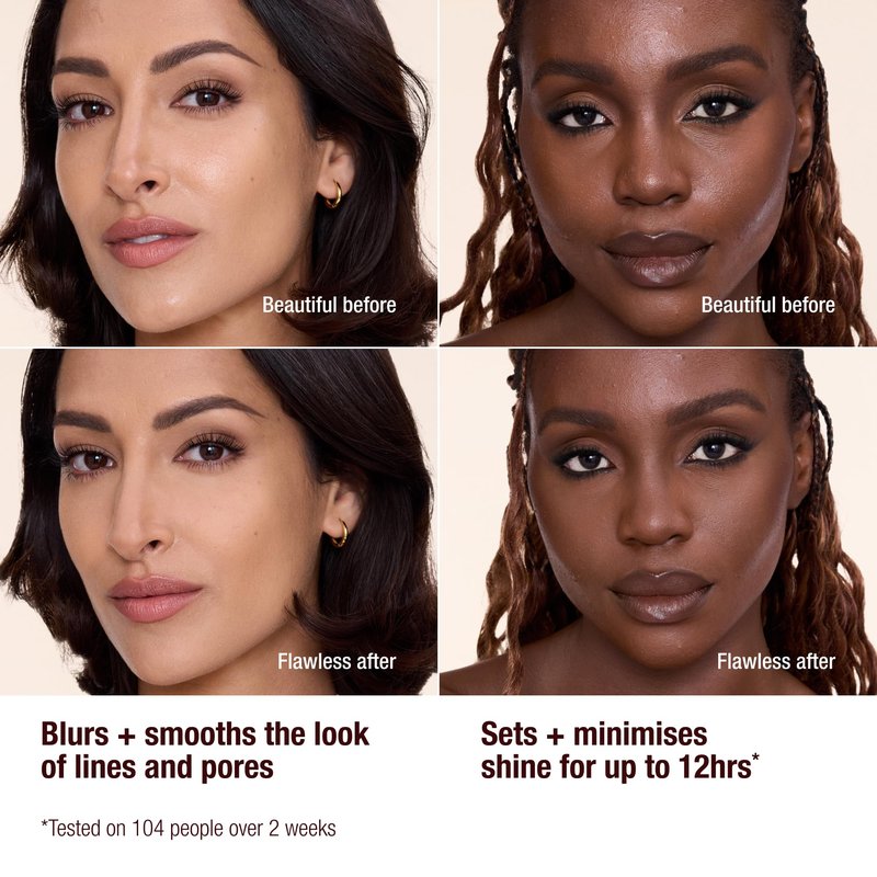 Charlotte Tilbury Airbrush Flawless Finish Setting Powder Refill - Pore-Blurring Pressed Powder for Face Makeup to Minimize Shine with a Soft-Focus Finish - 4 Deep