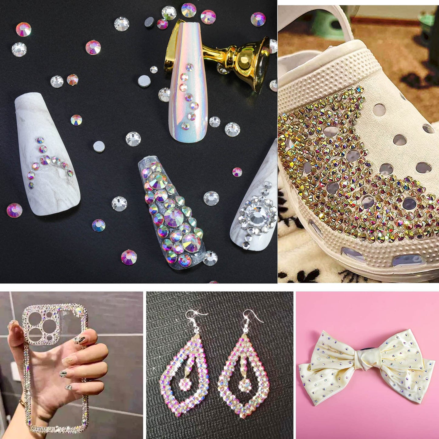 Beadsland Flatback Rhinestones Bulk,2880pcs Crystal AB Rhinestones for Nails Crafts Clothes DIY Decoration, Crystal AB, SS30, 6.3-6.5mm