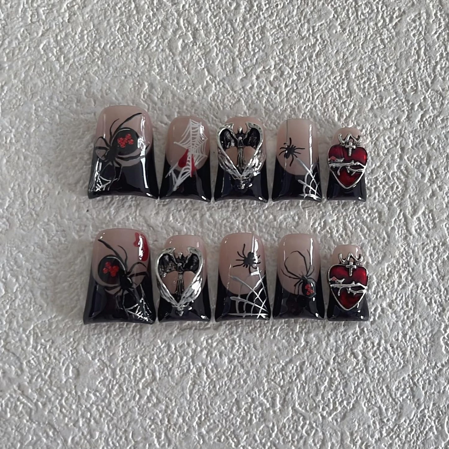 Christmas Press-On Nails - Short Square Gel Full Cover with Reindeer & Santa Designs