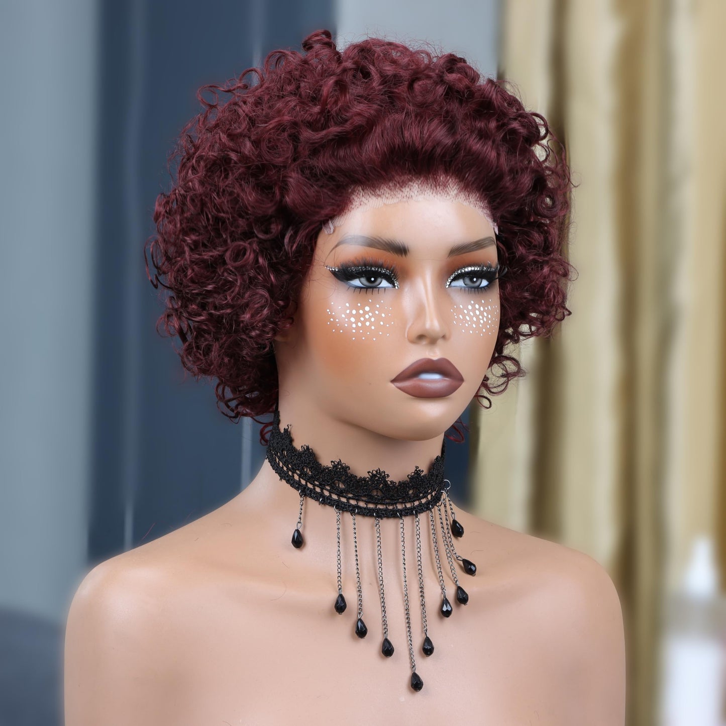 IMANI Short Curly Pixie Cut Wig Human Hair 5X5 Closure Glueless Wigs Human Hair Pre Plucked Pre Cut 8 Inch Brazilian Real Hair Pixie Wigs for Black Women Natural Color