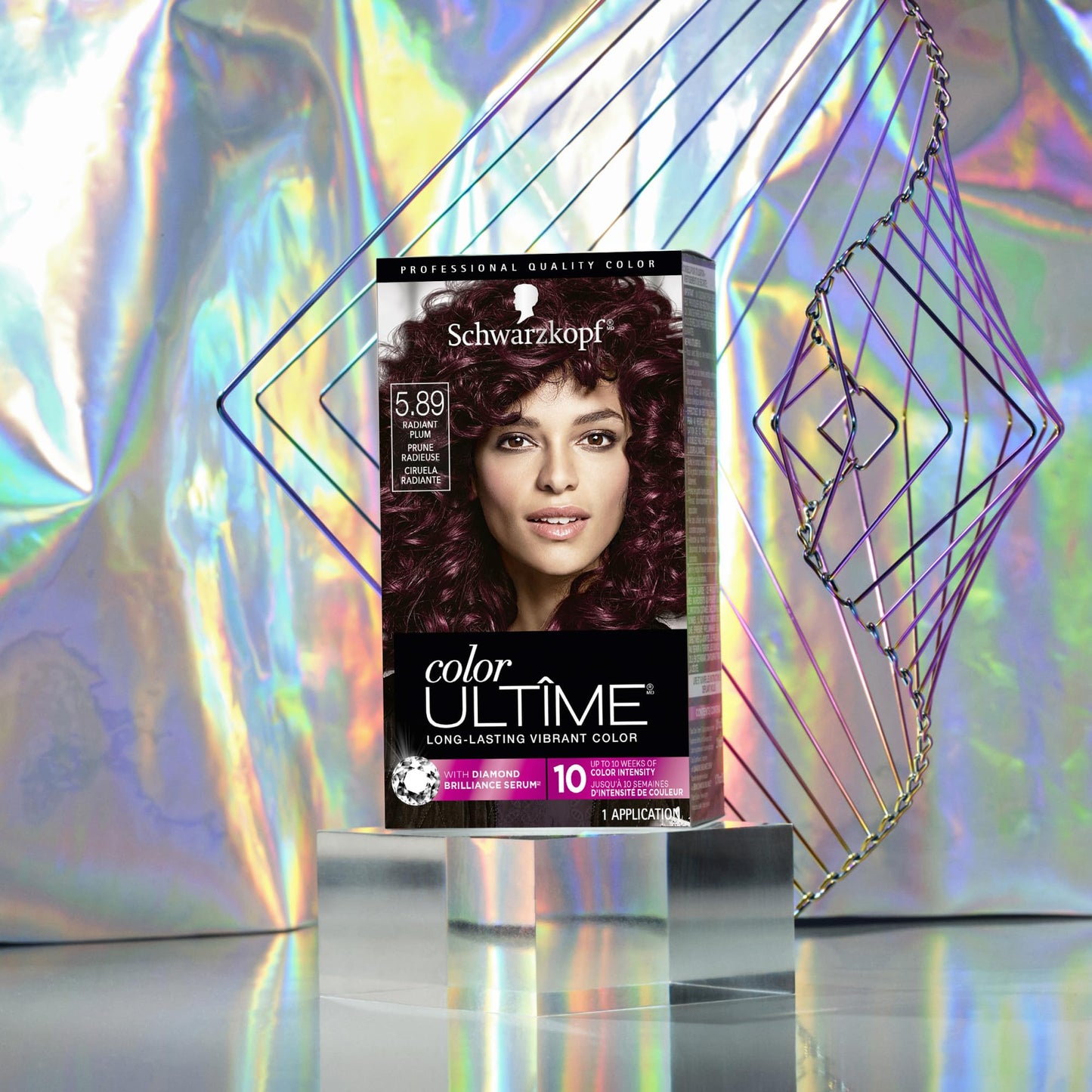Schwarzkopf Color Ultime 5.89 Radiant Plum Hair Dye, Permanent Intense Plum with Diamond Brilliance, Fade-Resistant, Covers Grays, All Hair Textures
