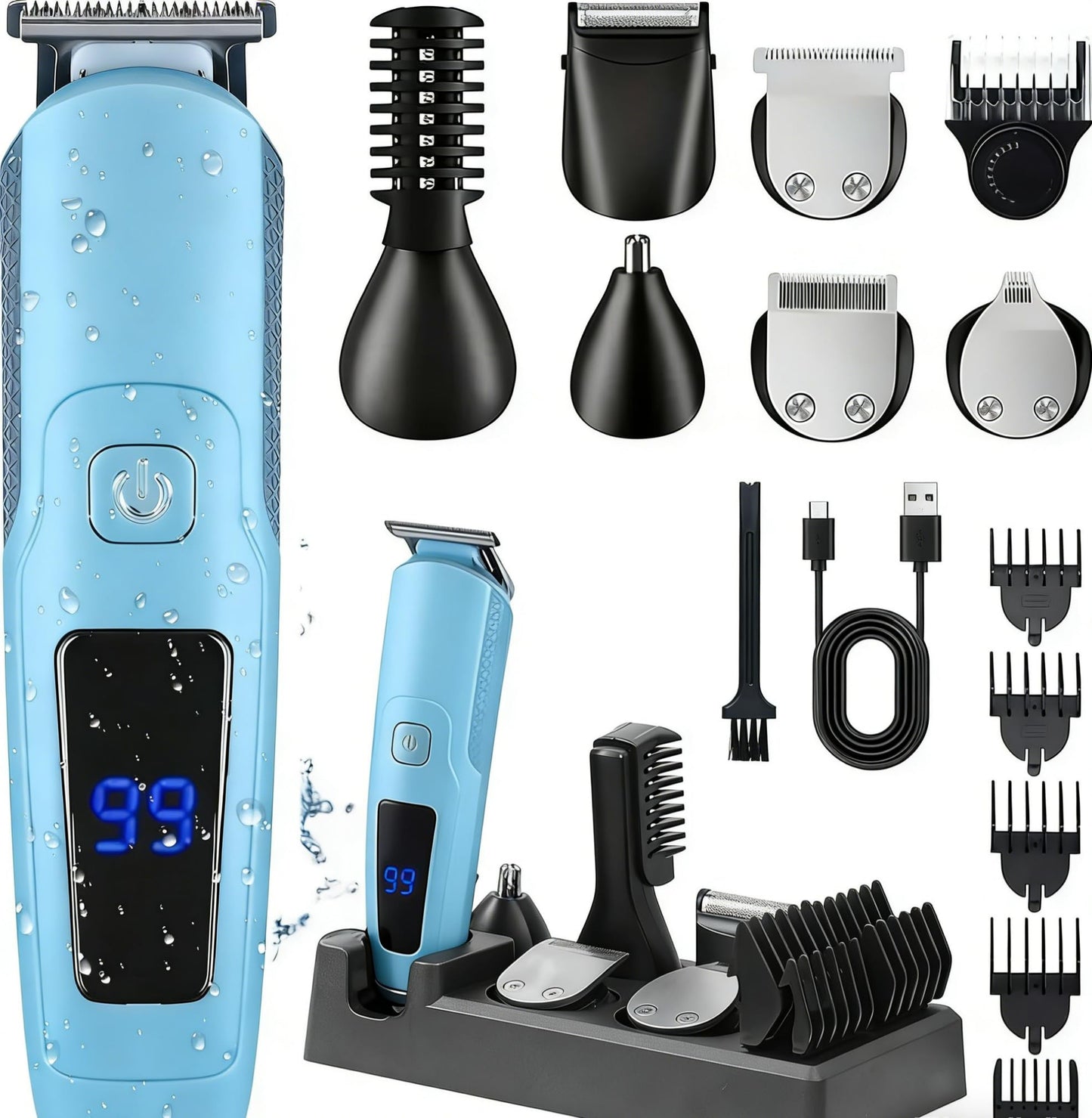 ritarga Premium Beard Trimmer for Men, 20 Length Settings, Waterproof Electric Razor for Men, Hair Trimmer, Nose Hair Trimmer, Cordless Hair Clippers, All-in-One Grooming Kit