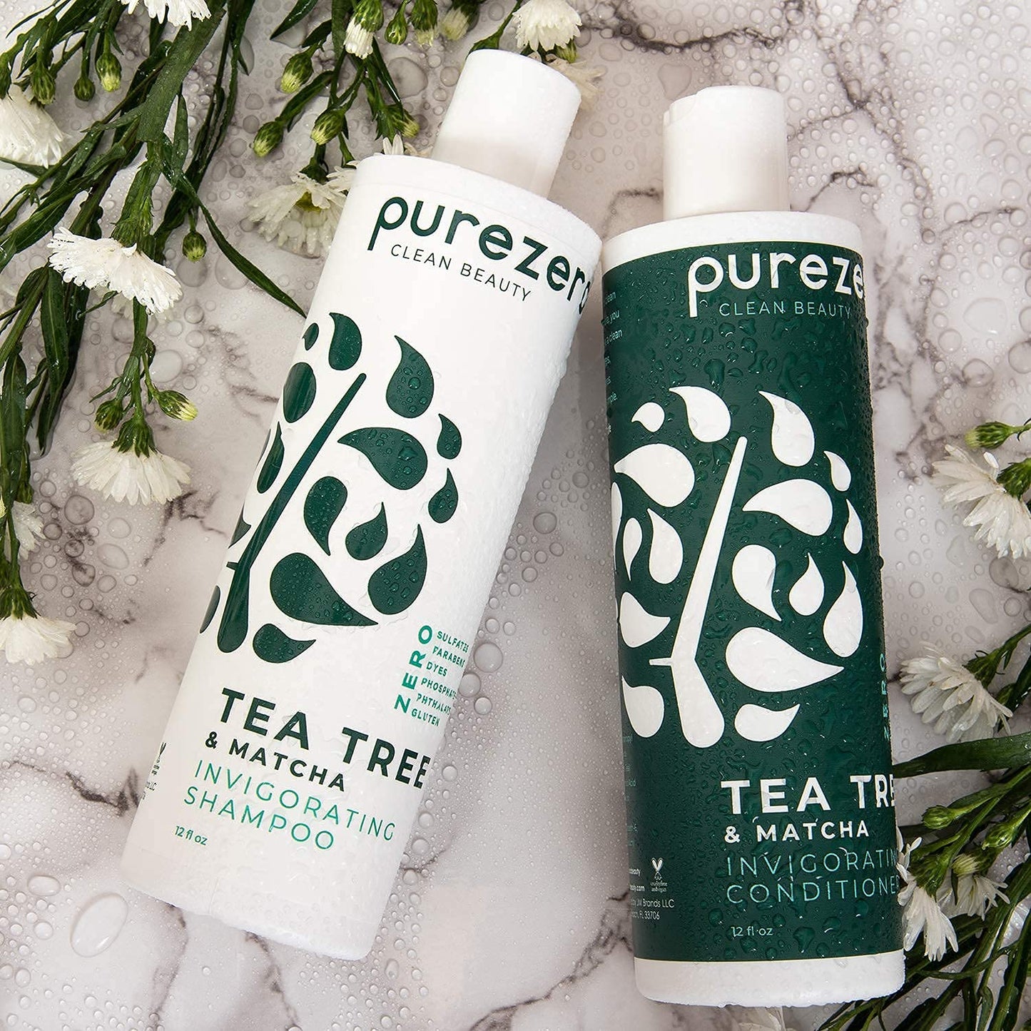 Tea Tree & Matcha Shampoo and Conditioner Set - Nourishing Scalp Treatment | Vegan, Sulfate-Free, 12 Fl Oz (Pack of 2)