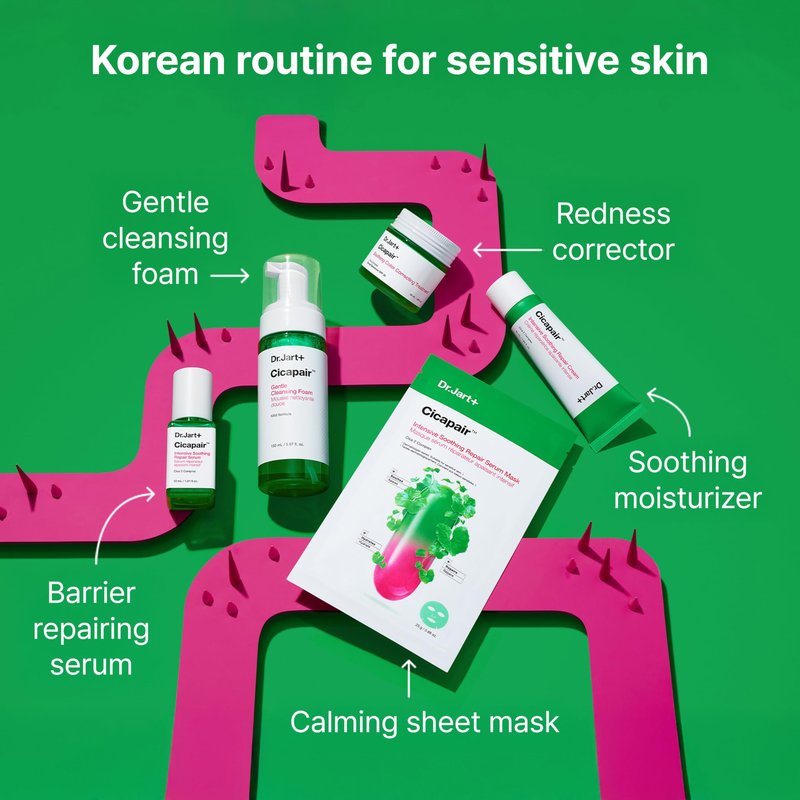Dr.Jart+ Cicapair Gentle Foam Korean Face Wash Cleanser for Sensitive Skin with Centella Asiatica | Korean Skin Care, 5.07 Fl Oz