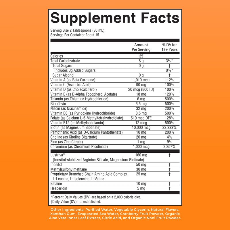 MARYRUTH'S Liquid Multivitamin + Hair Growth | Clinically Tested in Women for Thicker Hair & Facial Wrinkles | Biotin 10000mcg | Lustriva Hair Growth Supplements | Skin Care | Ages 18+ | 15.22 Fl Oz