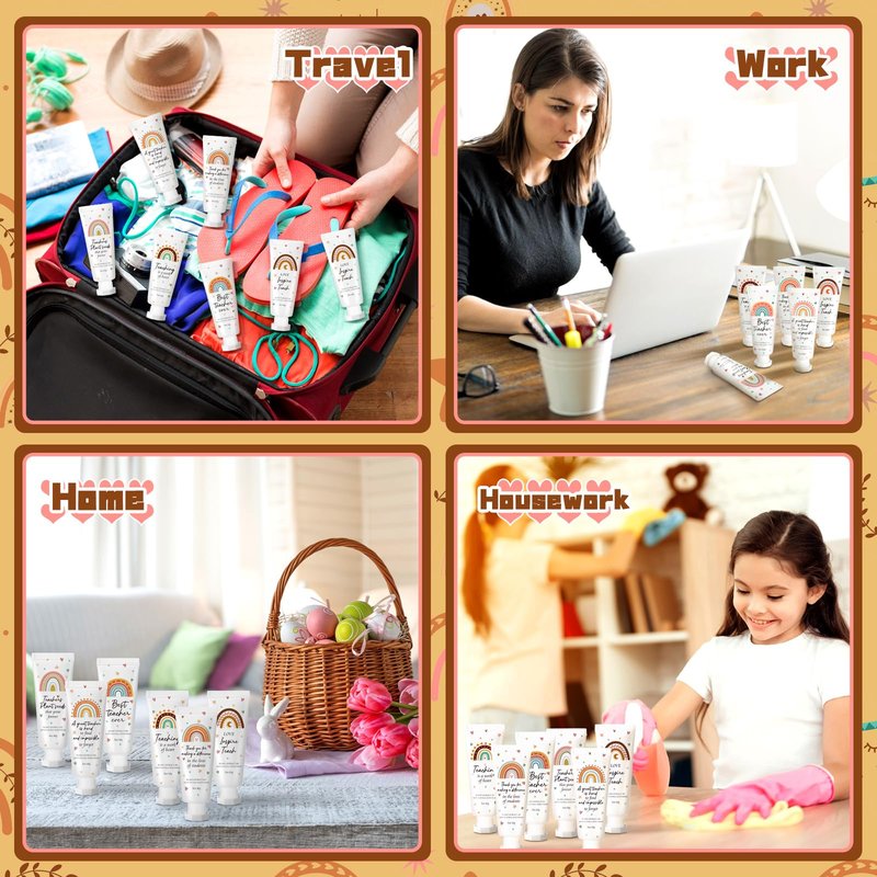 Dansib 36 Pcs Teacher Appreciation Gift Bulk Hand Cream Boho Rainbow Teacher Employee Staff Appreciation Hand Lotion Team Gift Bulk Travel Size Lotion Cream Moisturizing for Women Men Coworkers