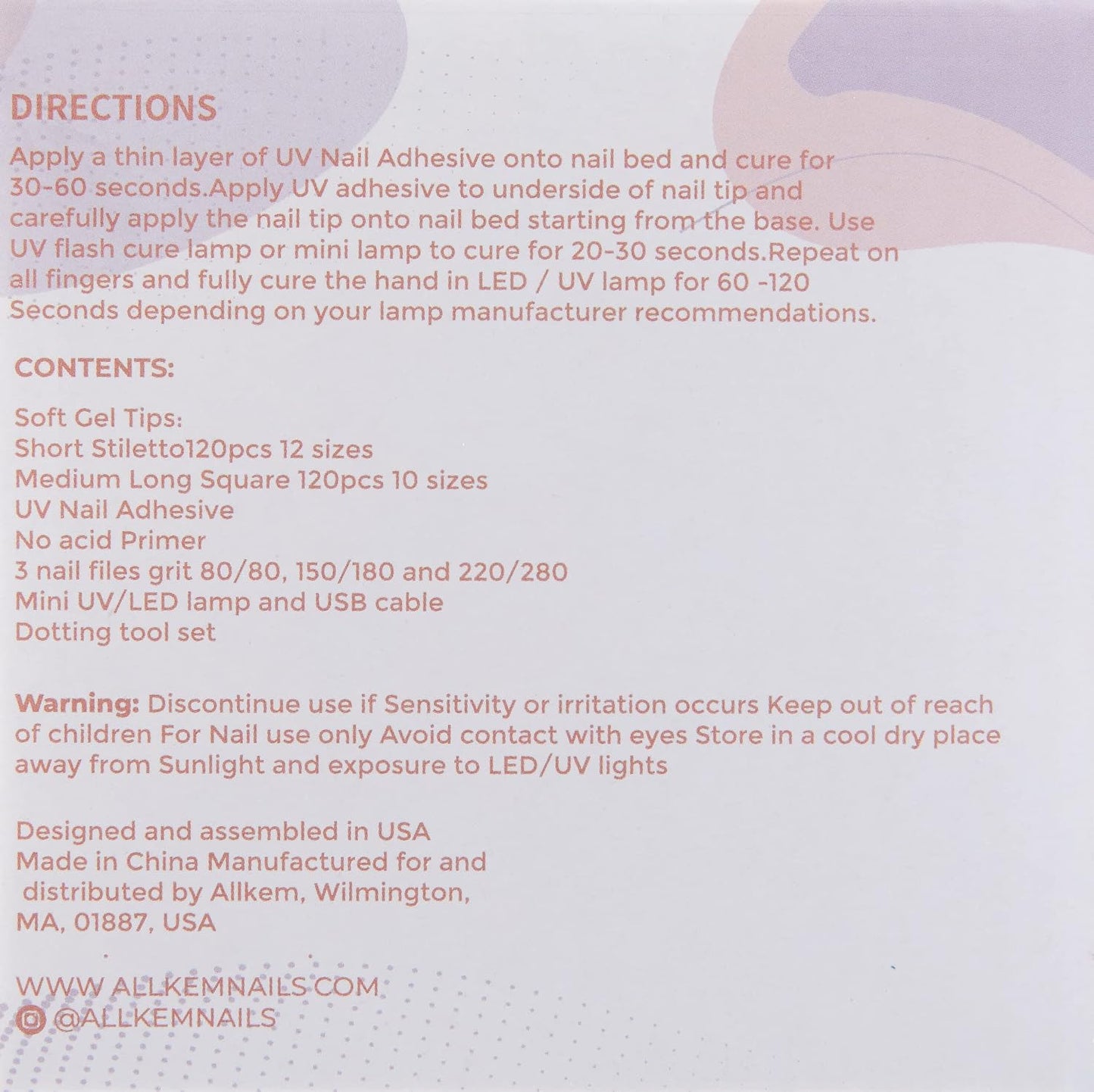 Soft Gel Nail Tips & UV Glue Gel Set - 240 Pcs Short Stiletto & Medium Square Extensions with Portable UV Light