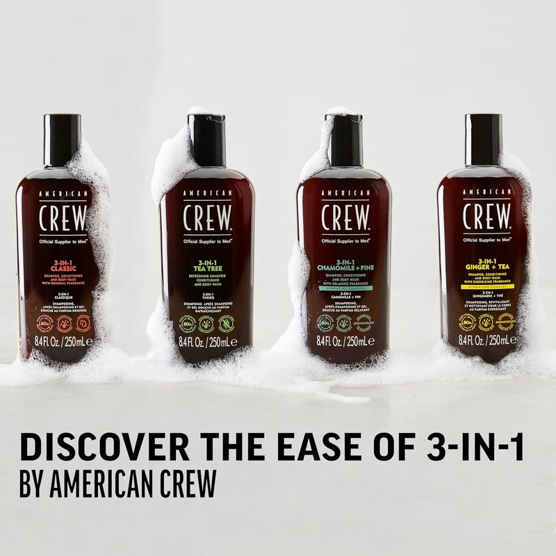 American Crew 3-in-1 Shampoo, Conditioner & Body Wash for Men - Chamomile & Pine, 8.4 fl oz