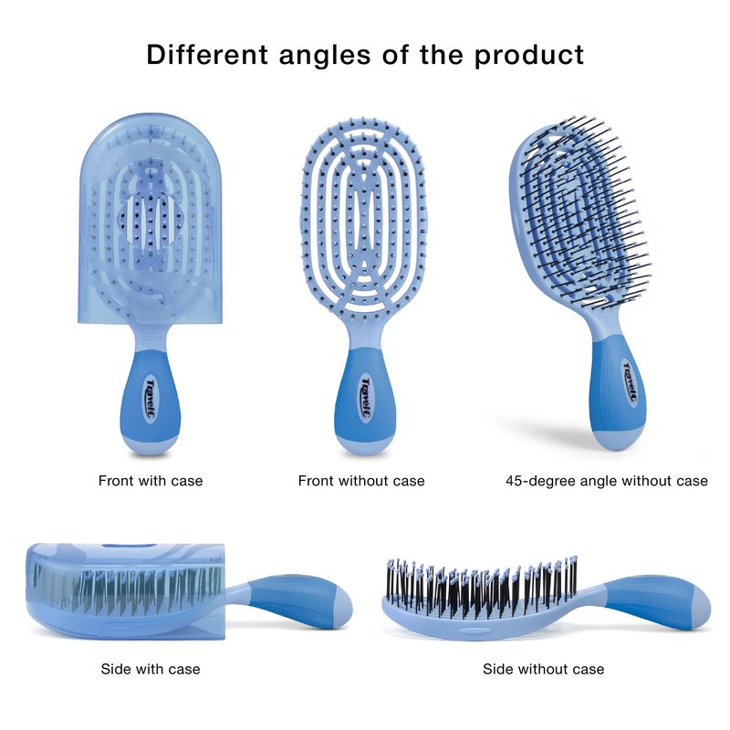 NuWay 4Hair® TravelC® U.S. Patented Single-Curve Scalp Care Travel Brush with Protective Case – Premium Portable Hair Health Tool with Heat-Resistant – Wet & Dry Use