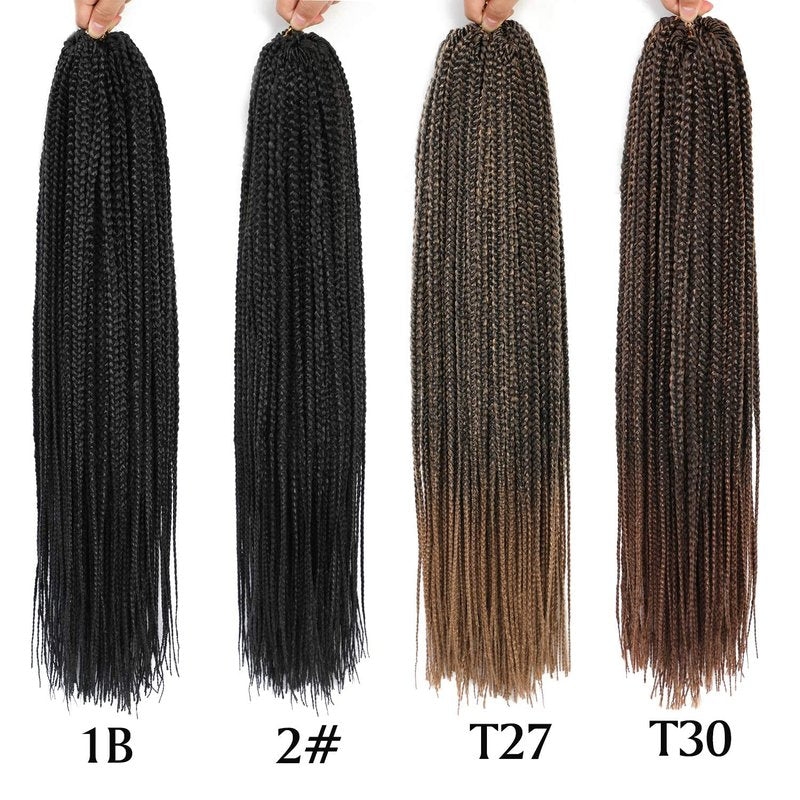 Ombre Brown Crochet Box Braid 30inch 6 Packs Midium Size Premium Synthetic Crochet Braids Waist Length Individually Prelooped Handmade Soft Braids Hair Extension For Girls Women(30inch M1B30)