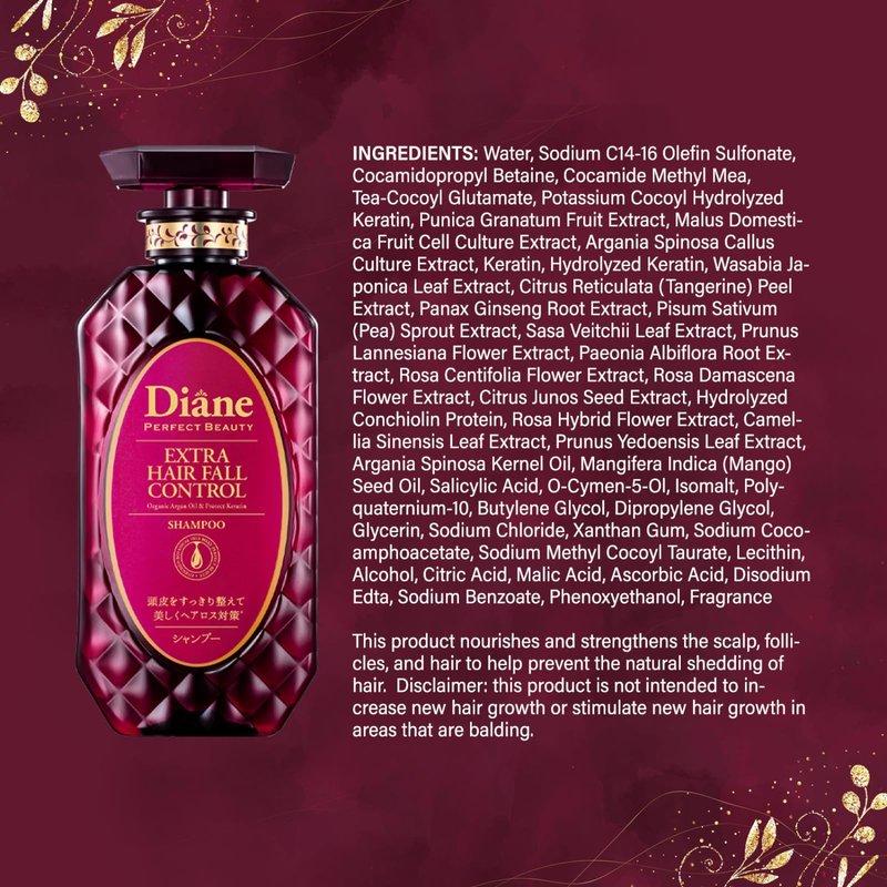Moist Diane Hair Thickening Shampoo for Thin Hair, Anti Thinning Shampoo for Women & Men, Japanese Paraben& Sulfate Free SHAMPOO with Keratin, Argan Oil& Biotin, VOLUME& SCALP 15.2 Fl Oz 2 Count