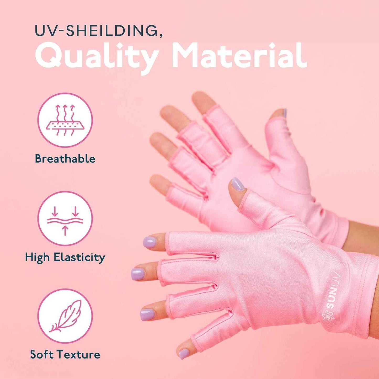 UV Nail Lamp SUNUV SUN5 - Fast-Drying LED Light for All Gel Nails with Pink UV Gloves