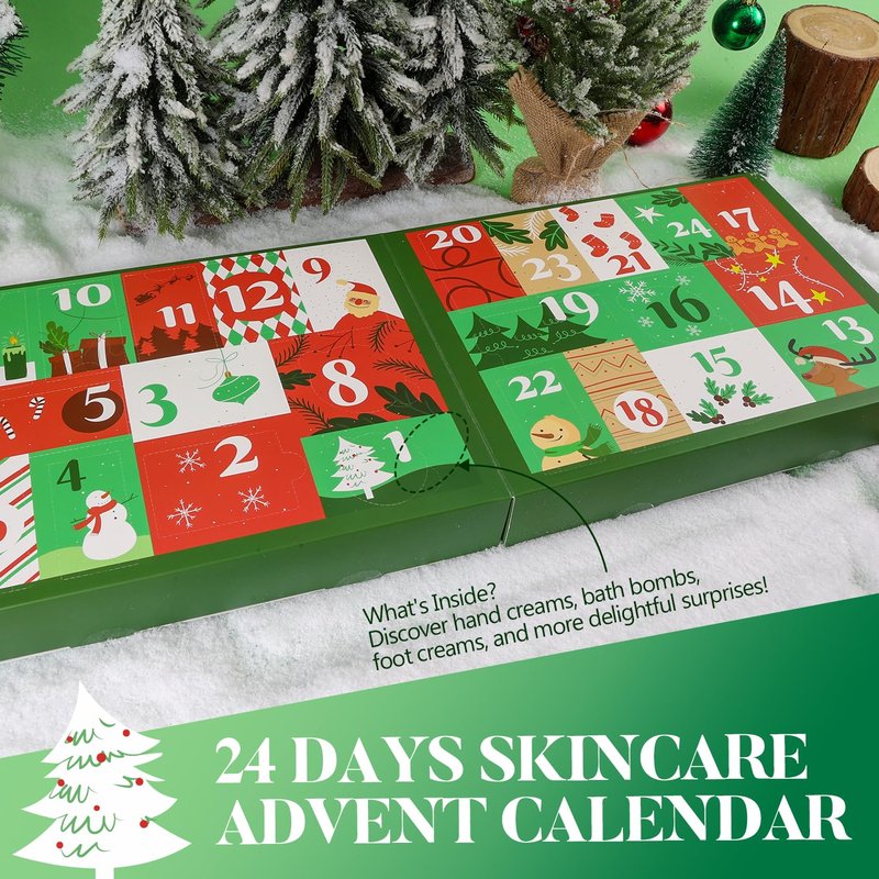 Advent Calendar 2025 Women Christmas Hand Cream Gifts Sets, 24 Days Skincare Advent Calendar for Teen Girls Xmas Countdown Calendar, 24pcs Spa Gift Set Bubble Bath, Shower Gel, Body Lotion Scrub etcs