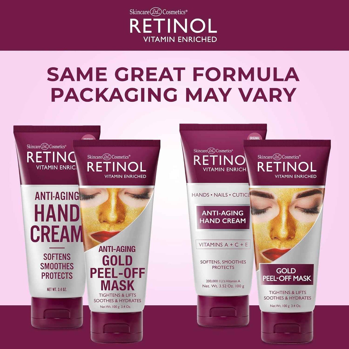 Retinol Anti-Aging Hand Cream & Gold Peel-Off Mask Set - Hydrate, Lift & Protect Skin