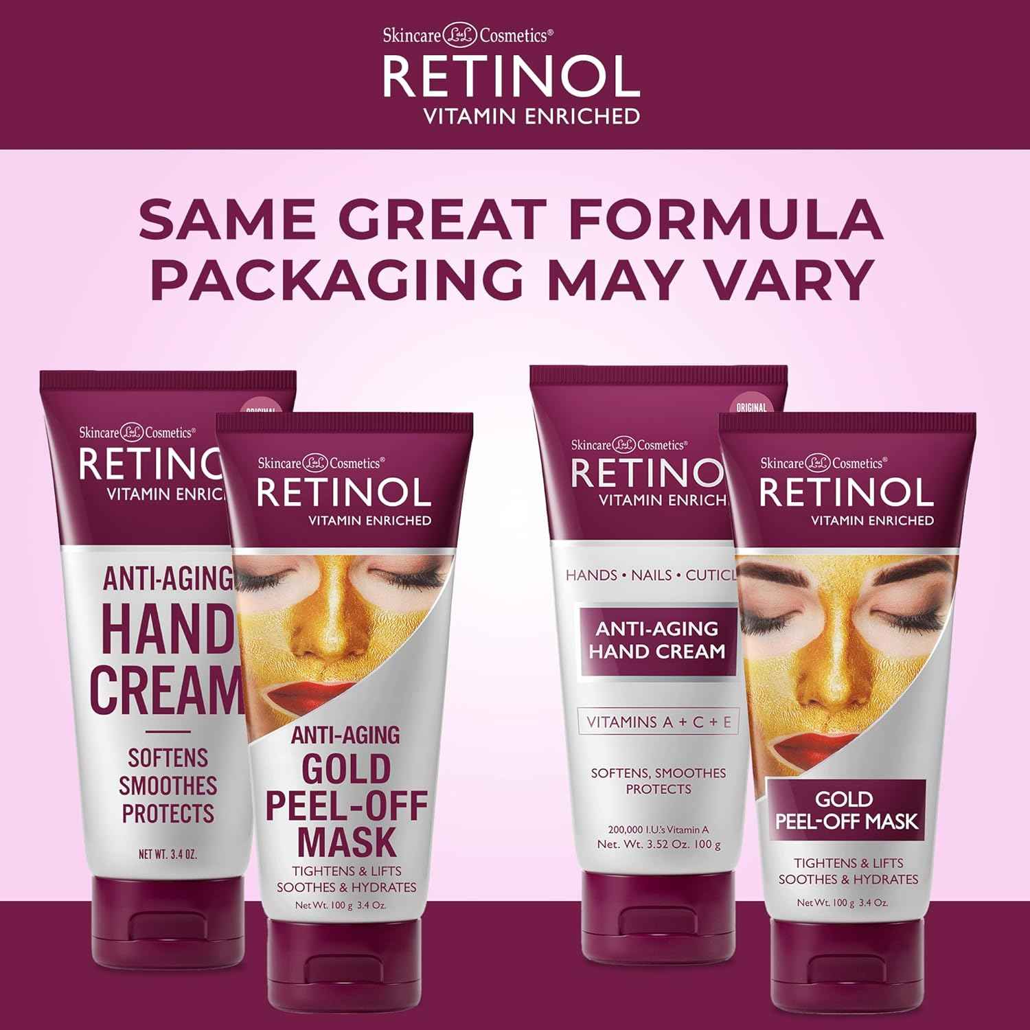 Retinol Anti-Aging Hand Cream & Gold Peel-Off Mask Set - Hydrate, Lift & Protect Skin