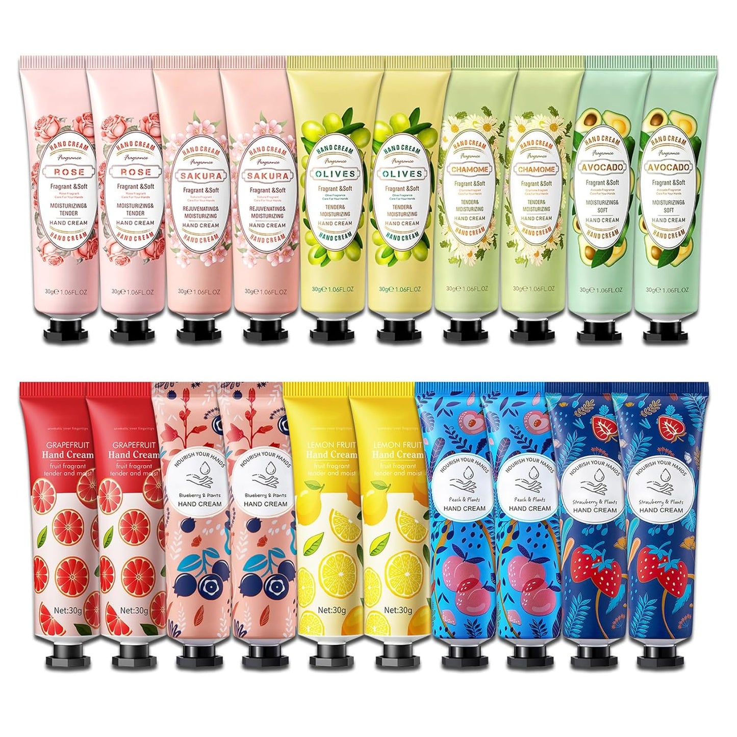 30PCS Hand Cream Gift Set - Moisturizing Travel Size Lotion for Dry Skin, Non-Greasy Hydrating Moisturizer for Women