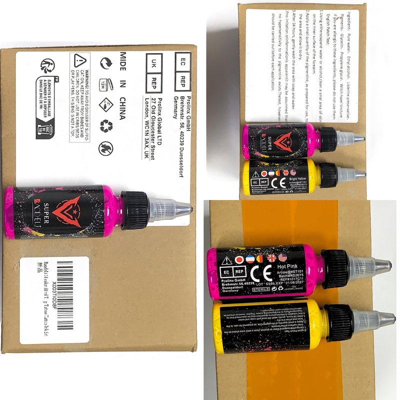 BaodeLi 14 Color 30 ml Tattoo Ink Kit with Microblade Paint and UV Ink - Dynamic Ink Set for Tattoo Equipment and Gun - Includes Green Soap
