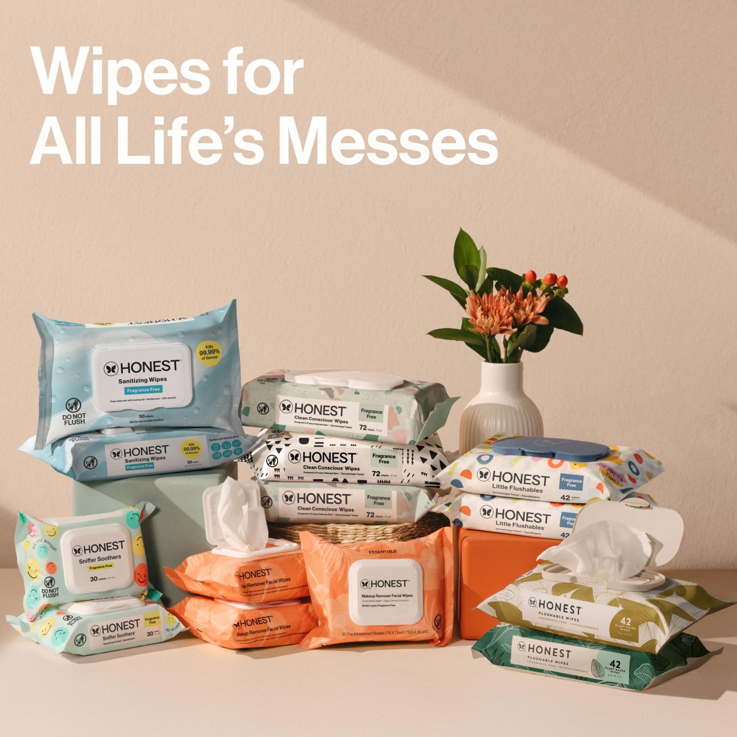 The Honest Company Hypoallergenic Multi-Use Baby Wipes for Sensitive Skin, Rose Blossom, 288 Count