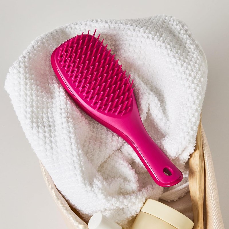 Tangle Teezer Ultimate Detangler Brush - Travel-Size Mini Hair Brush for Straight to Wavy Hair | Electric Raspberry