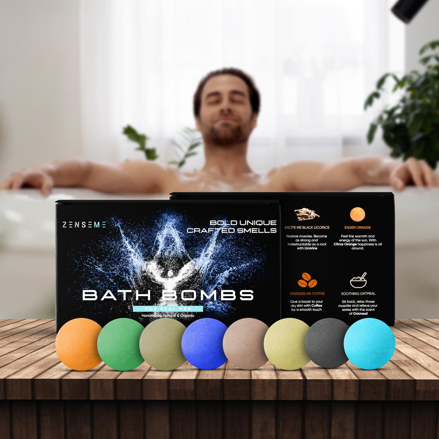 Bath Bombs for Men - Gift Set of 18 Strong Scented Handmade Natural Bath Bombs of 2.5 oz w/Essential Oils Scents, for Boyfriend, Husband, Father - 18 Pack