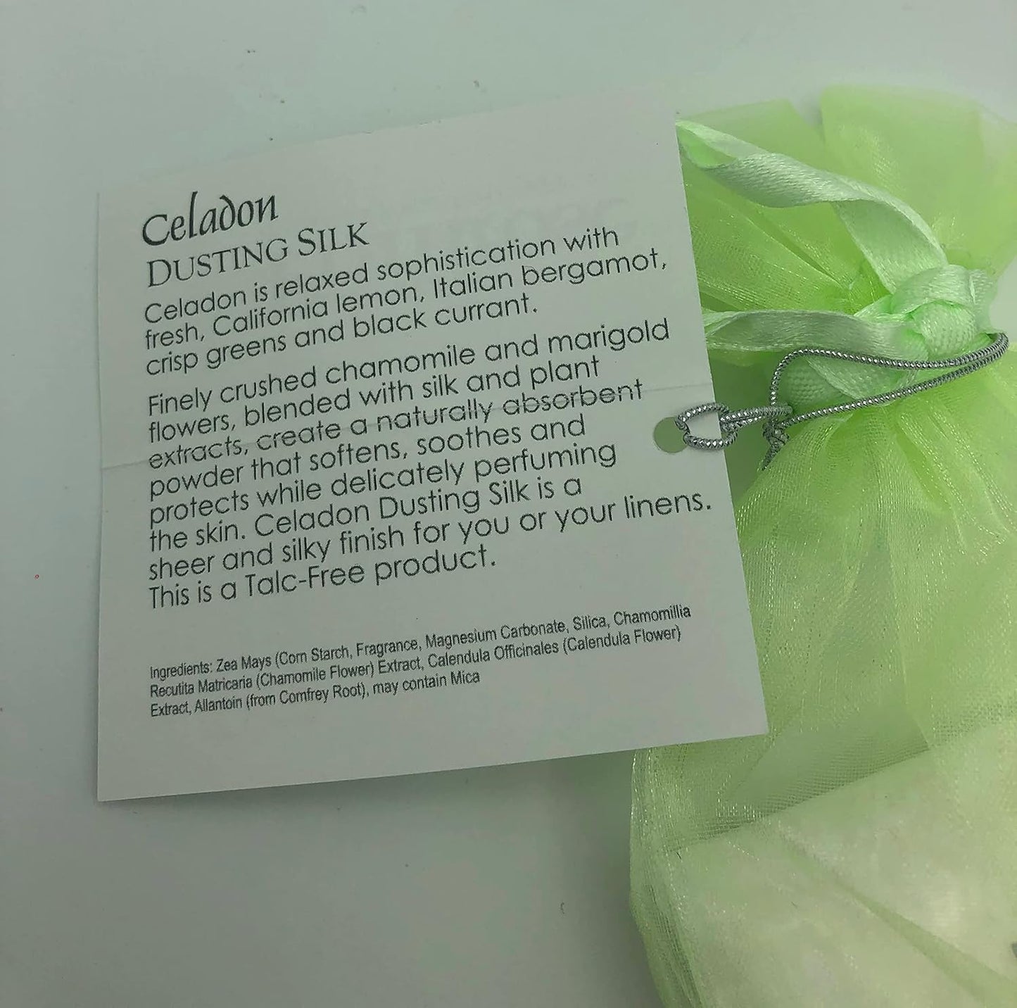 Celadon Dusting Silk Pouch - Elegant Lady Primrose Design for Makeup & Accessories