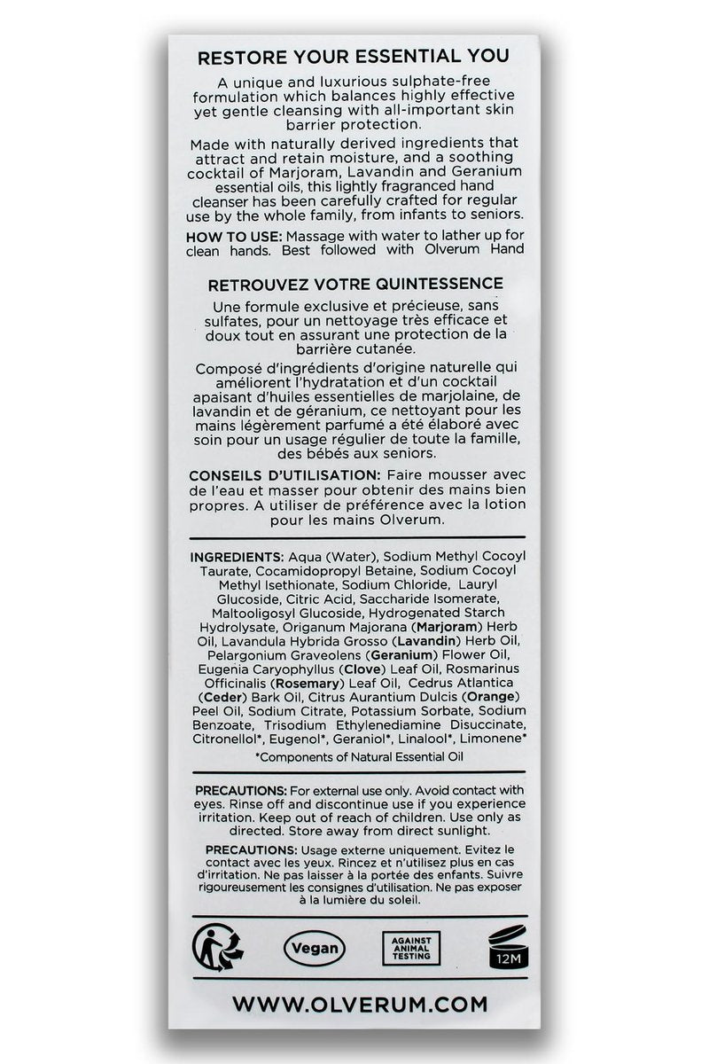 OLVERUM - Natural Purifying Hand Wash | Clean, Vegan Skin Care (8.5 fl oz | 250 ml)