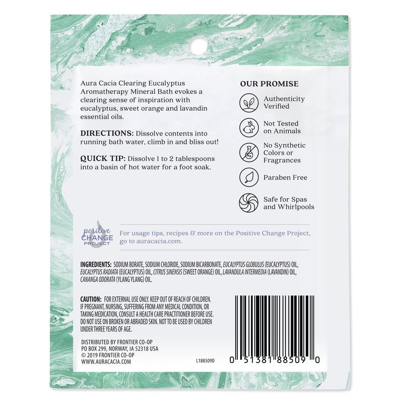 Aura Cacia Clearing Eucalyptus Aromatherapy Mineral Bath Salt, 2.5 Ounce Packet - 6 per case.6